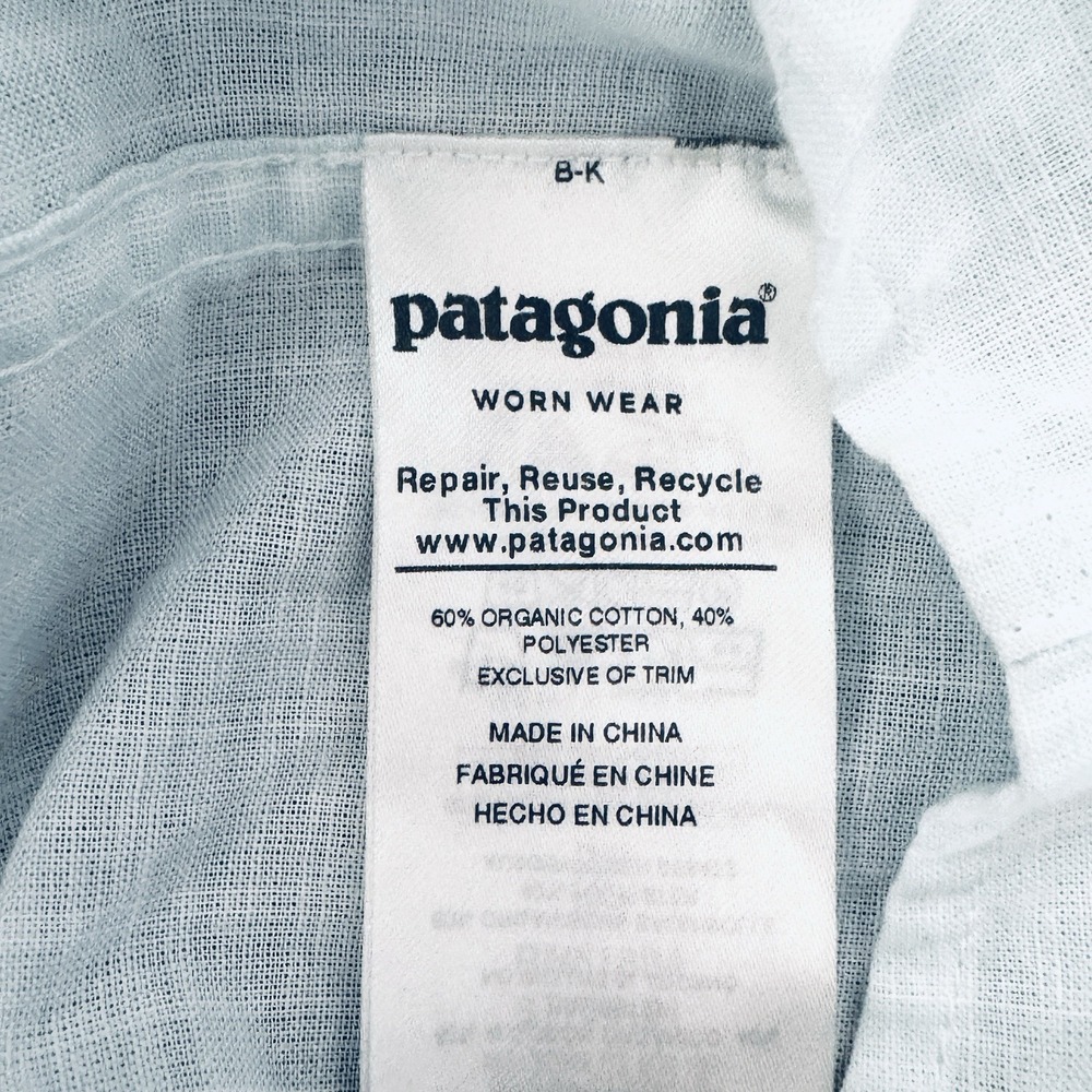 Patagonia Mens XL Worn Wear  Shirt Ticking Stripe Organic Cotton Blend Lt Blue - Picture 4 of 10
